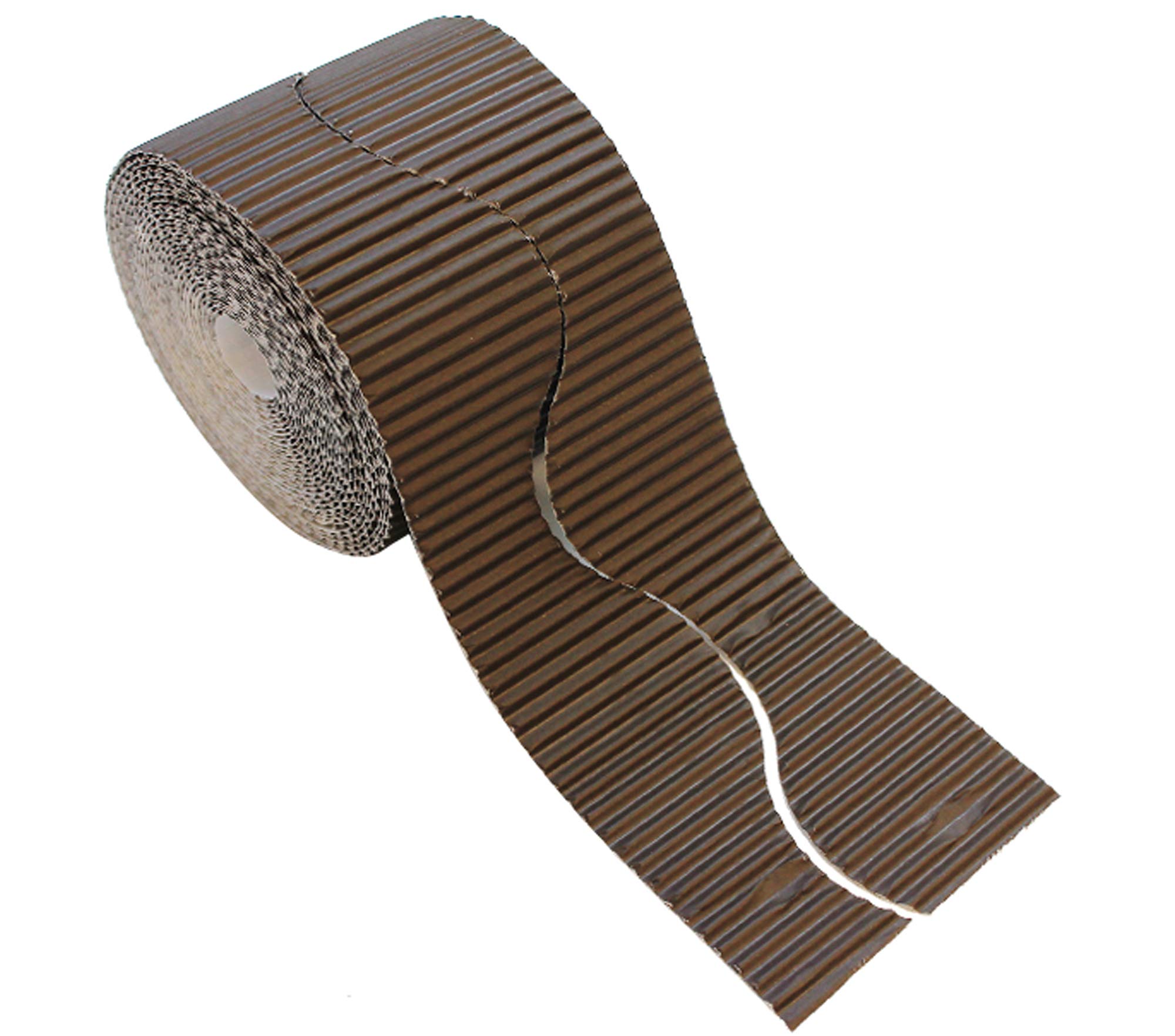 Bright Ideas Corrugated Border Roll for School Displays, Brown, 57mm x 7.5m (15m When Split), BI8201