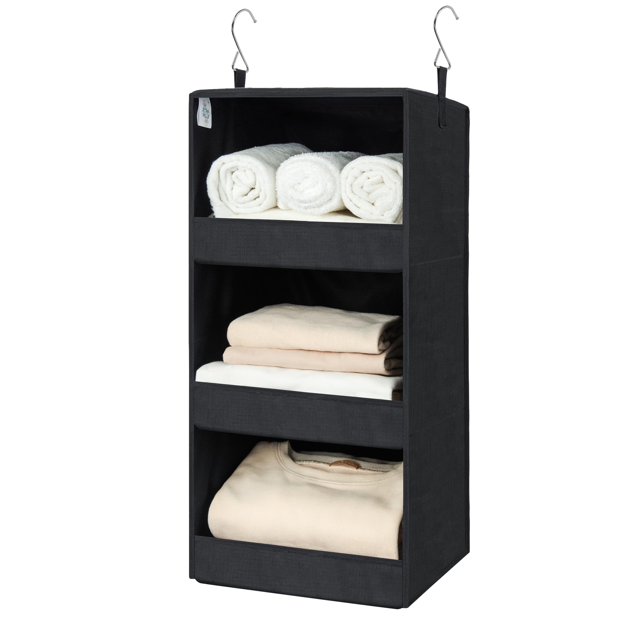 Photo 1 of GRANNY SAYS 3-Shelf Hanging Closet Organizer, Collapsible Closet Hanging Shelves, Nursery Hanging Organizer, Black, 29 ½" H X 12" W X 12" D, 1-Pack