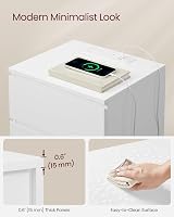 VASAGLE Kailyn Bedside Tables with Power Strip Cloud White LET831W15 view 7