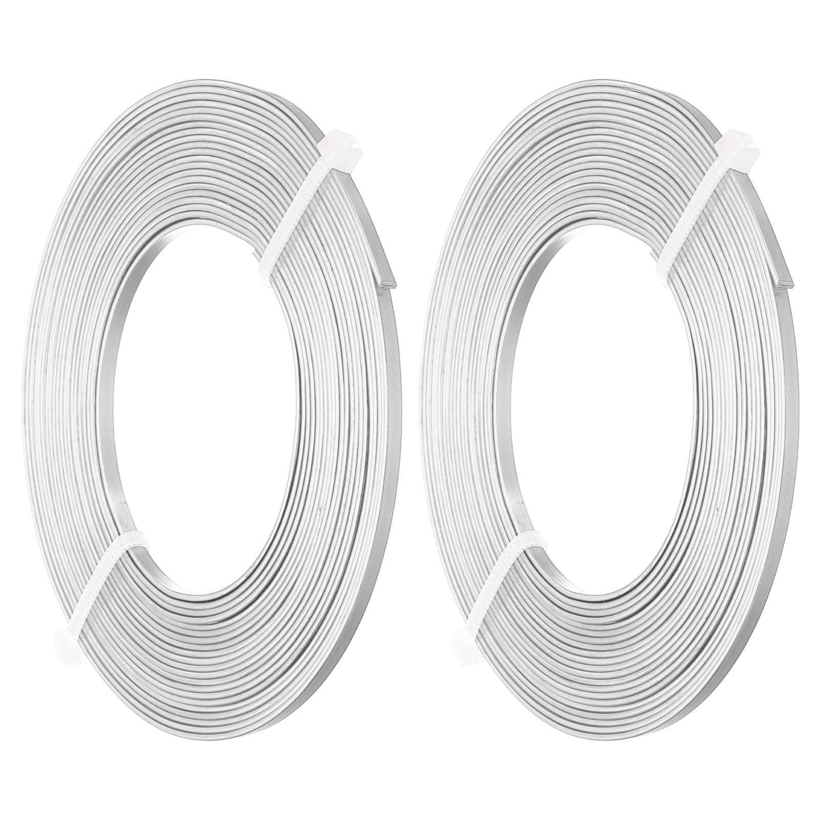 PATIKIL 18 Gauge 3mm Wide Aluminum Flat Wire, 16.4Ft 2 Roll Bendable Flat Bezel Wire Face Masks Soft Craft Wire for Resin Bezel Frame Wire Wrapping Craft Making, Silver