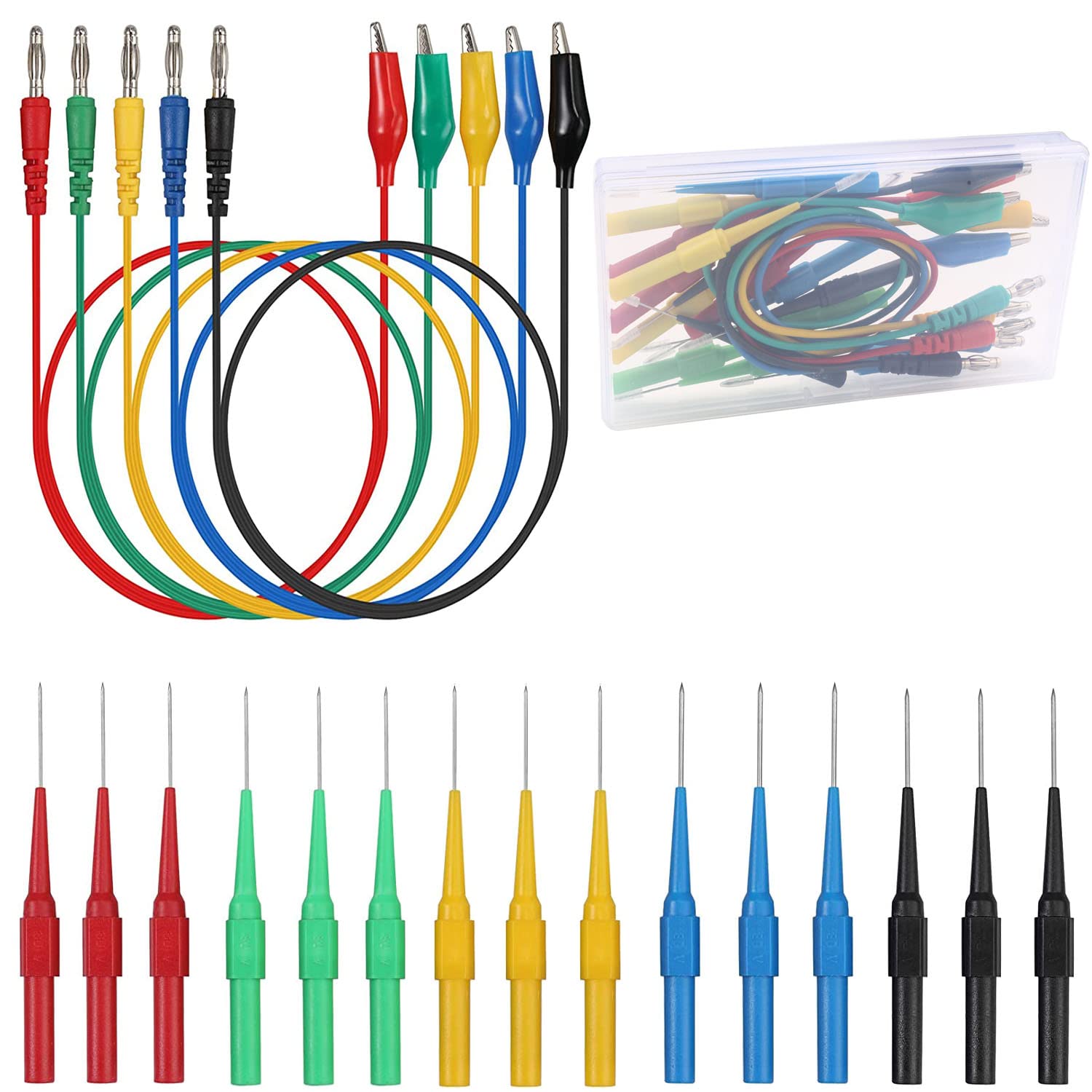 RUNCCI-YUN 20PCS Banana Plug Test Leads, Multimeter Test Leads with Banana Plug, Alligator Clip, and Back Probe for Automotive and Lab Use