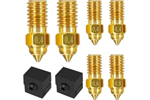 Comgrow 6pcs Ender 3 V3 SE Nozzle Kit, 3D Printer Brass Nozzles 0.4/0.6/0.8mm, High-Temperature Resistance Extruder Nozzles 2pcs Heater Block Silicone Cover for Creality Ender 5 S1/Ender 7