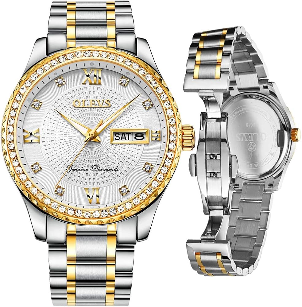 OLEVS Montre pour homme avec date et jour, montre argentée, montre à grand cadran en acier OLEVS Montre pour homme avec date et jour, montre argentée, montre à grand cadran en acier