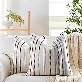 yeshttdy Boho Pillow Covers 18x18 Inch Black Brown White Striped Farmhouse Decorative Accen Throw Pillow Covers Boho Cushion Case for Bed Sofa Couch Home Decor Set of 2