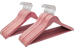 FairyHaus Natural Cedar Hangers 24Pack, Smooth Finish Wooden Coat Suit Hangers - Slim Sleek & Flat Cedar Wood Shirt Hangers with 360° Rotating Hook, Durable Cedar Clothes Hangers