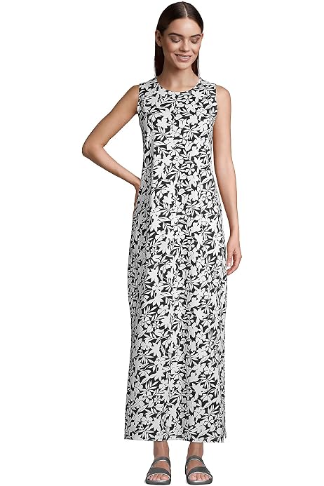 Lands' End Womens Cotton Jersey Sleeveless Cover-up Maxi Dress Black Petite  X-Small at Amazon Women's Clothing store