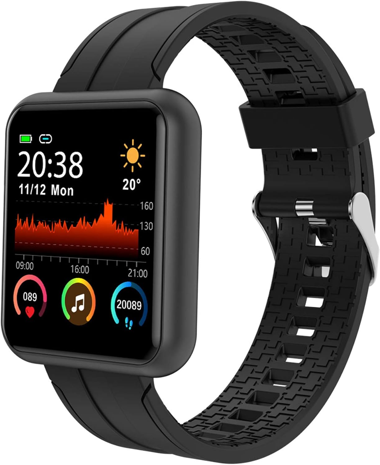 Smart Watch, IP67 Waterproof Fitness Tracker Watch with Blood Pressure Oxygen Monitor for Android Phones and iPhone Compatible, with Music Storage and Playback, Activity Tracker for Men Women Black
