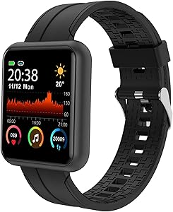 Smart Watch, IP67 Waterproof Fitness Tracker Watch with Blood Pressure Oxygen Monitor for Android Phones and iPhone Compatible, with Music Storage and Playback, Activity Tracker for Men Women Black