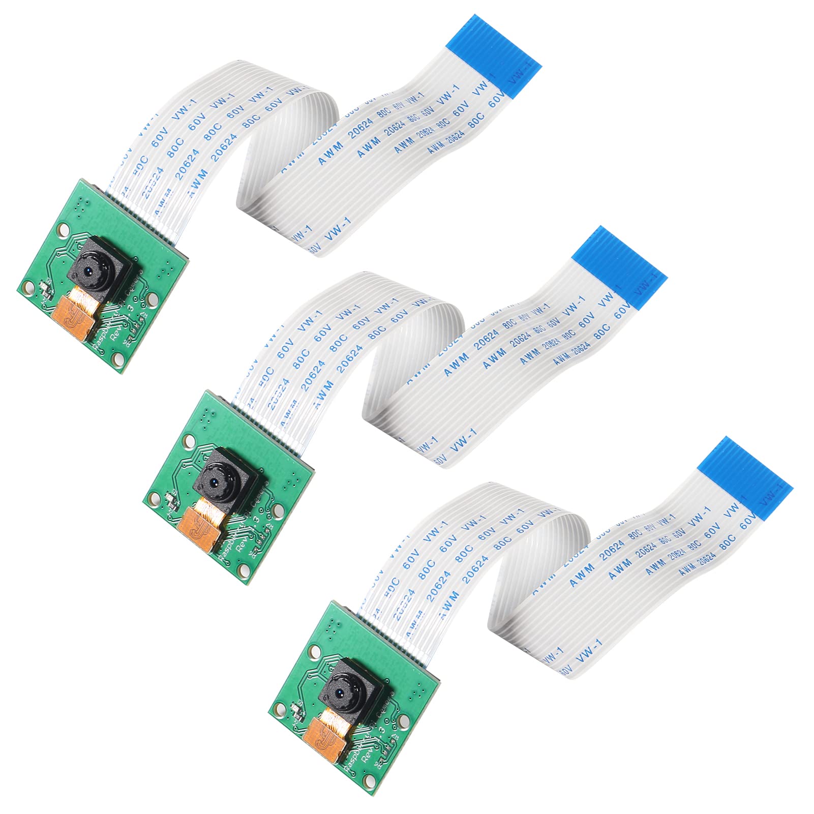 Dealikee 3PCS 5MP Mini Camera Video Module 1080P Sensor OV5647 Camera Video Module for Raspberry Pi Model A/B/B plus/Pi 2 and Pi 3 Mode 3B+/Pi 4