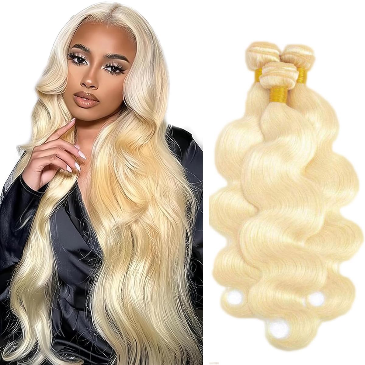 Photo 1 of #613 Blonde Bundles Human Hair Honey Blonde Body Wave Bundles 16 18 20 Inch Unprocessed Brazilian Virgin Hair 3 Bundle 50 Gram Per Bundle Deals Quick Weave Hair Extensions