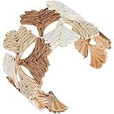 YKLHL Bohemian Raffia Ginkgo Leaf Cuff Bracelet for Women Colorful Handwoven Thick Wide Open Adjustable Bangle Bracelet for Summer Beach