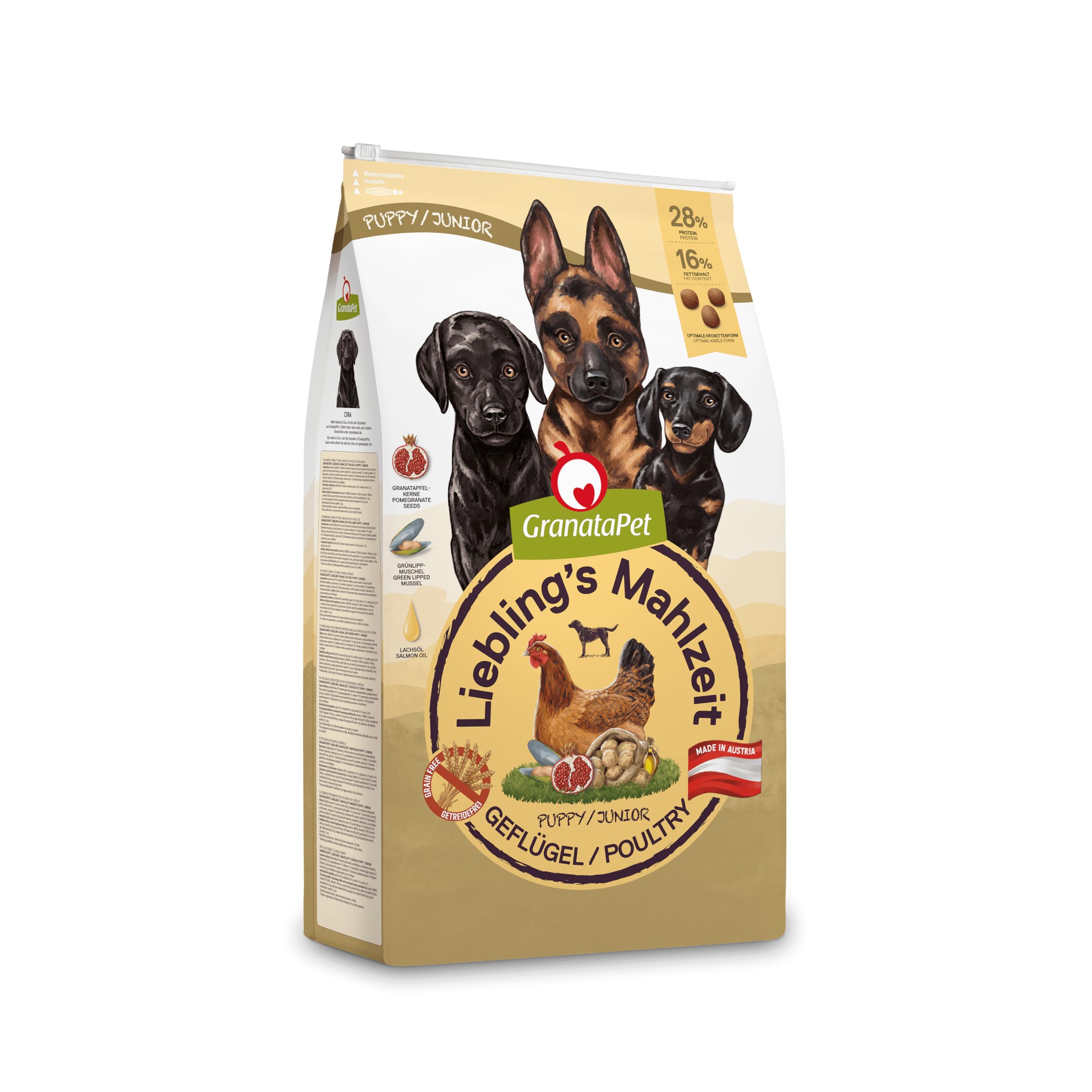 GranataPet Liebling's Meal Poultry Junior, Dry Food for Dogs, Dog Food without Cereals and No Sugar Additives, Complete Food, 10 kg