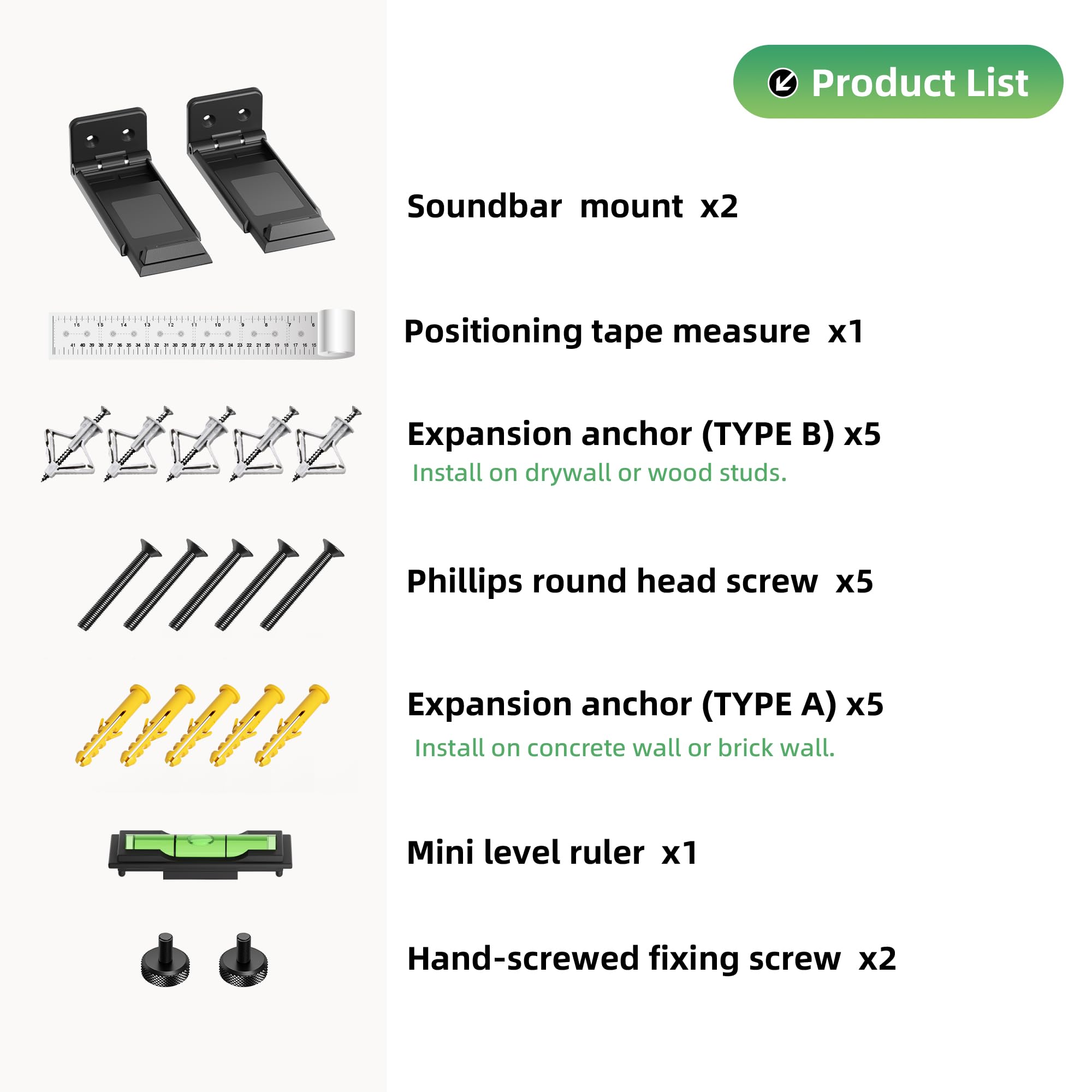ELETIUO Soundbar Mount,Universal Dual Soundbar Wall Brackets Hold up to 30 Lbs, Adjustable & Extendable Length from 3.5”-6.1”,Anti-Drop Sound Bar Mount for Most of Soundbars,Black