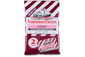 Cough Drops by Fisherman's Friend, Cough Suppressant and Sore Throat Lozenges, Cherry Sugar Free Menthol Flavor, 40 Count