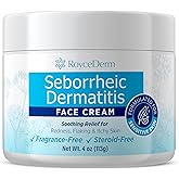 Roycederm Seborrheic Dermatitis & Psoriasis Face Cream – Steroid-Free Moisturizer for Redness, Flaking & Sensitive Skin – Face, Scalp & Body Daily Relief – Fragrance-Free, Non-Greasy, 4 oz