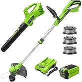 Greenworks 40V 13 in String Trimmer &amp; 350 CFM Blower Combo, 2.0 Ah Battery | Cordless Yard Combo Kit, 13" Weed Wacker &amp; 350 CFM Blower, Auto Feed System, Extra Spools for Lawn Driveway Cleaning