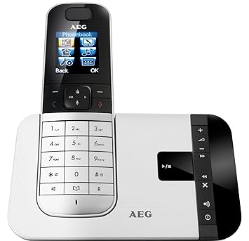 AEG Voxtel D575 - Schnurloses 1.8' DECT-Telefon mit Freisprecheinrichtung im Mobilteil und Anrufbeantworter - Aluminium
