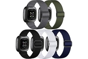 Adorve Compatible with Fitbit Versa 3 Bands/Fitbit Versa 4 Band/Fitbit Sense Bands for Men Women, Adjustable Stretchy Solo Loop Elastic Nylon Sport Strap for Smart Watch Replacement