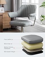 HNNHOME Modern Emper Padded Swivel Faux Leather Bar Stool Light Grey view 6