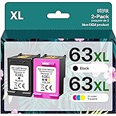 UTEFUL Remanufactured Ink Cartridges Replacement for HP Ink 63 63XL Compatible with OfficeJet 3830 4650 4655 5255 5258 5200 E