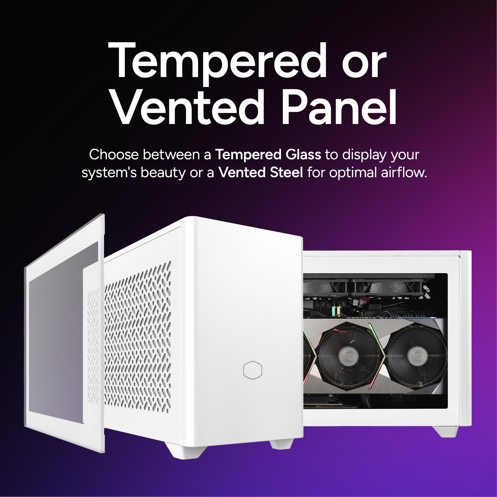 Cooler Master NR200P V2 White Mini-ITX PC Case Ready, SFX Fit PSU Ready to Install, 280mm AIO Support, 357mm Vertical GPU Mount, Designed Ready Nvidia RTX 5090 | AMD RX 9070 XT, Tempered Glass, DIY