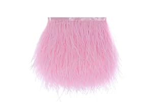 AWAYTR Ostrich Feather Trim Fringe - Satin Ribbon Dress Sewing Crafts Costumes Decoration Pack of 2 Yards (Pink)
