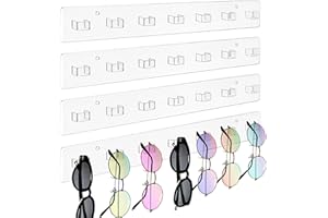 ZAVOOS 4 Pieces Acrylic Sunglasses Organizer, Clear Hanging Eyewear Glasses Storage Holder Hanger, Wall Mounted Eyeglasses Display Rack for Multiple Glasses, Entryway Living Room