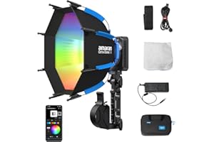 amaran Ray 120c RGB Video Light,120W Portable Studio Light 6850Lux/1m,CCT 1,800K-20,000K,IP54 APP Control Bowens Mount LED Li