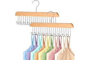 FITNICE 2 Pack Bra Hangers for Closet Organizer Upgraded Non-Slip Bra Organizer for Closet Tank Top Hanger Multi Hangers Space Saving with 20 Hooks for Belt, Tie, Tank Top, Necklaces