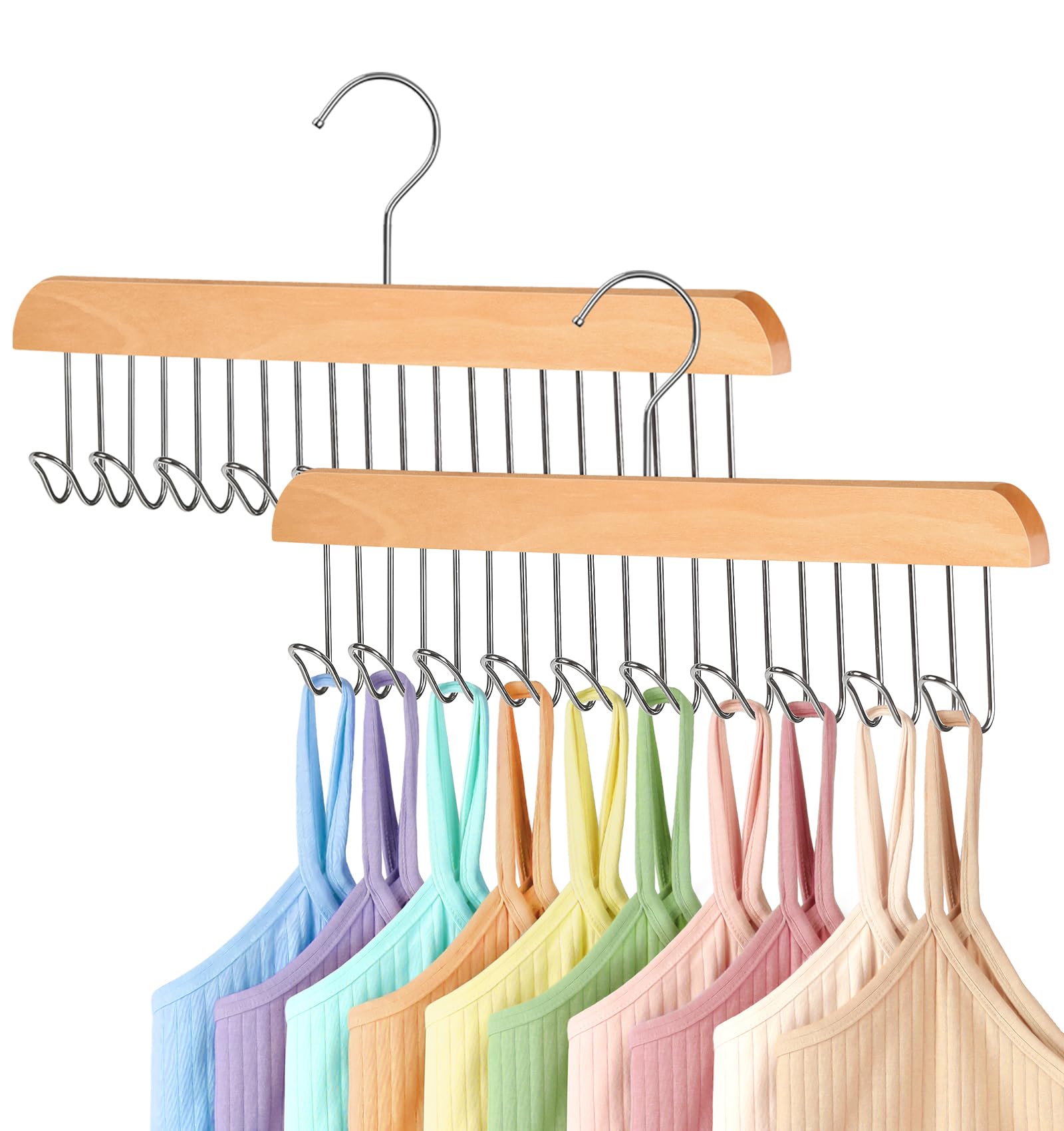 Photo 1 of 2 Pack Bra Hangers for Closet Organizer Upgraded Non-Slip Bra Organizer for Closet Tank Top Hanger Multi Hangers Space Saving with 20 Hooks for Belt, Tie, Tank Top, Necklaces