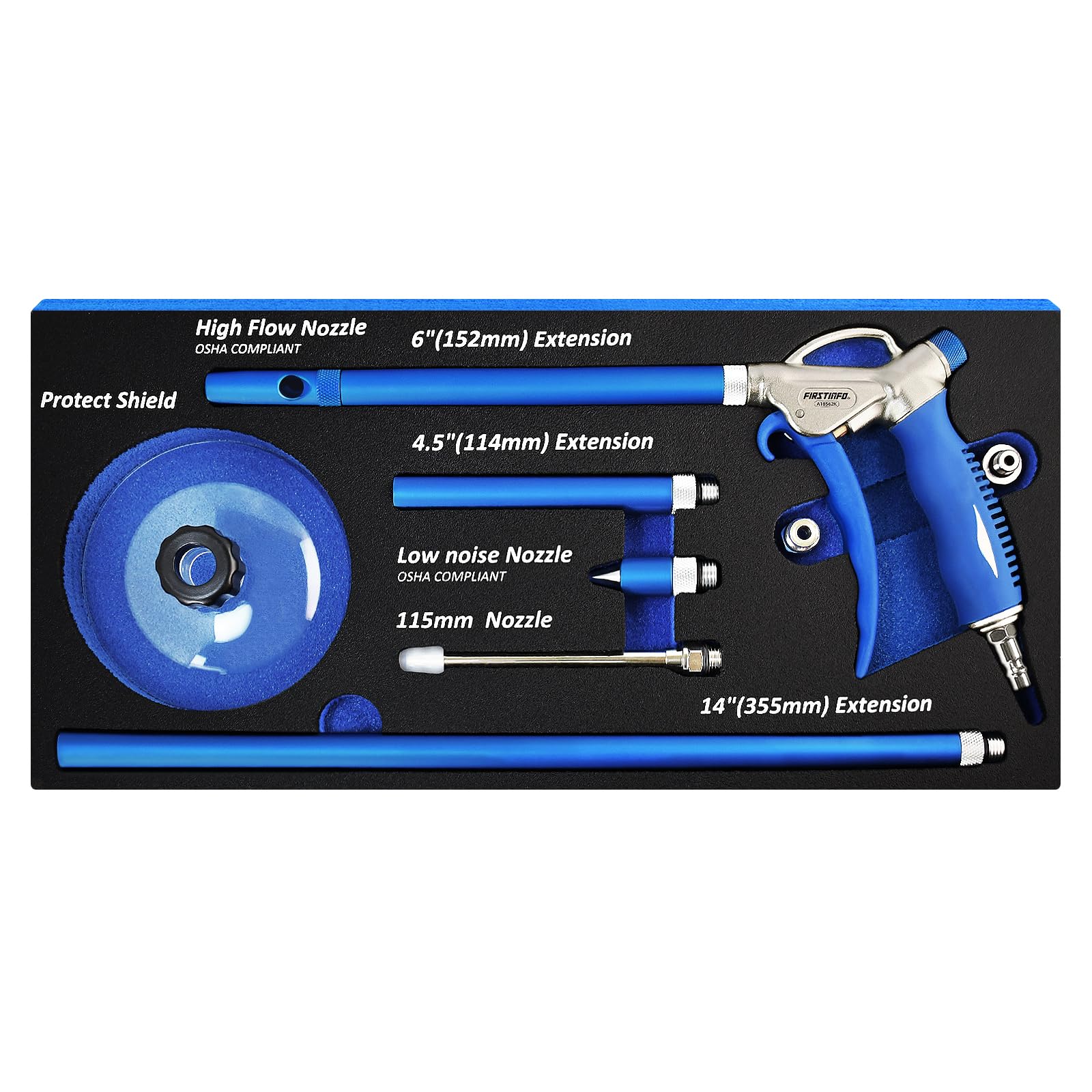 FIRSTINFO A18562KEU Windstorm EX High Flow Adjustable Air Duster Blow Gun Kit