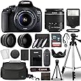 Canon Cameras EOS 2000D / Rebel T7 Digital SLR Camera Body w/Canon EF-S 18-55mm f/3.5-5.6 Lens 3 DSLR Kit Bundled with Complete Accessory Bundle+ 64GB+ Flash+ More - International Model (Renewed)