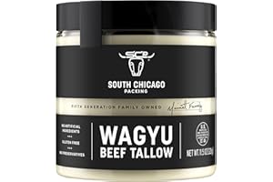 SCP SOUTH CHICAGO PACKING South Chicago Packing Wagyu Beef Tallow, 11.5 Oz Glass Jar, Perfect for Searing, Sauteing, Cooking, Pan Frying, Keto Friendly, Paleo Friendly, Pantry Staple