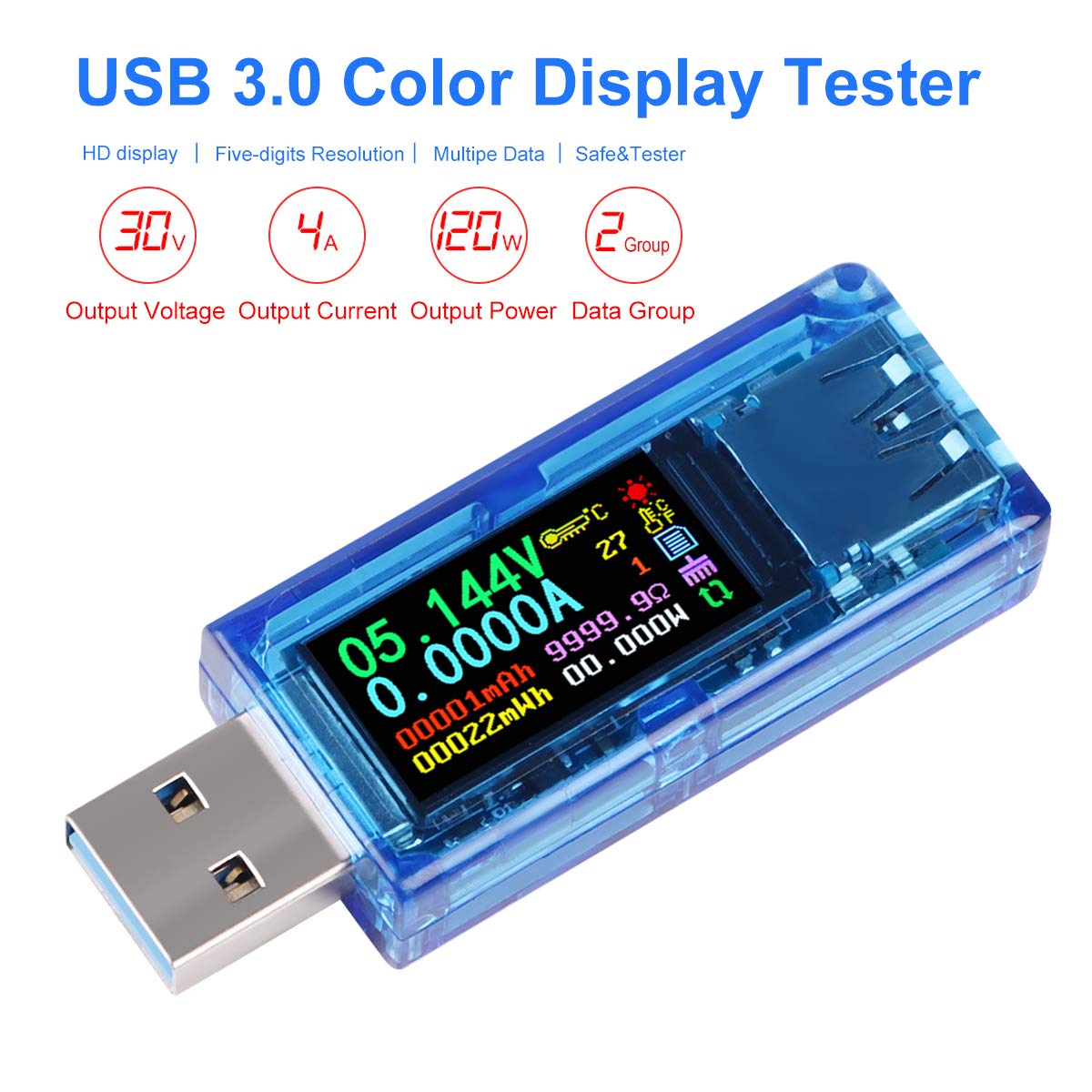 USB 3.0 Tester Multimeter 3.730V 04A USB Digitaler Strom und