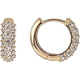Daisy Fuentes Gold Tone Huggie Hoop Earrings with CZ Stones