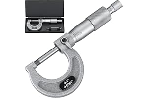 HDLNKAK Outside Micrometer 0-1", Machinist Micrometer, 0.0001" Graduation Micrometer Set, Alloy Precision Micrometer, Machinist Tool, Micrometer Standard with Case - Grey