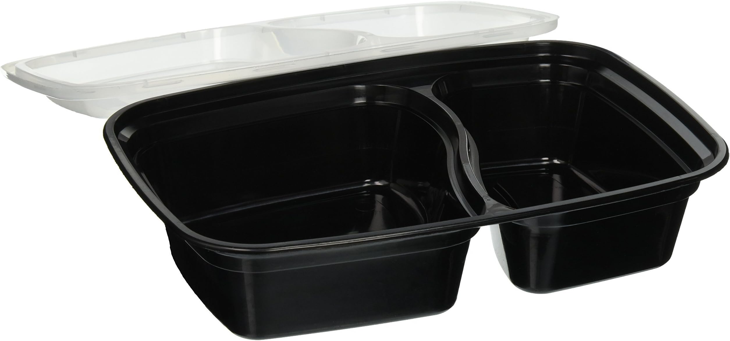 STORAPAK 10 Piece 2 Compartment Bento Lunch Boxes with Lids Packaging and Storage Containers Healthy Meal Preparation Stackable Reusable Microwave and Freezer Safe with "Free Sticky Labels"