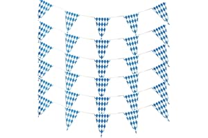 Alpurple 197 Feet Oktoberfest Bavarian Flag- 6 Packs Oktoberfest Bavarian Pennant Banner for German Oktoberfest Themed Party Decorations