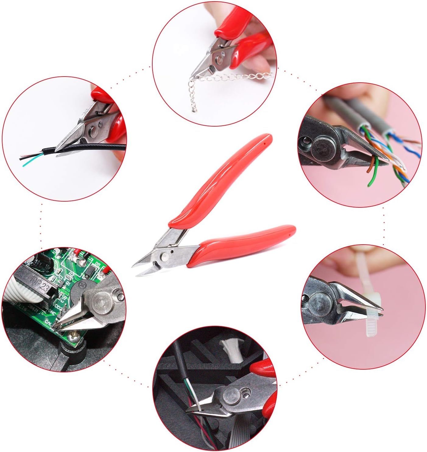 Monvict-170 Flush Cutter, 5 Pack Wire Cutter Side Cutting Pliers Precision Cutter Tools for 3D Printer Work Soft Metal Wire 5 Inch - - 