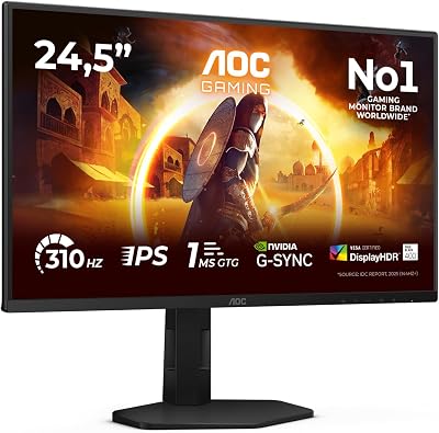 25G4SXU Gaming Monitor 25 Pulgadas 310Hz Panel Fast IPS, 1ms GtG, HDR400, G-Sync Compatible, Altura Ajustable, (1920x1080 HDMI 2X 2.0 DP 1x 1.4 USB Hub) Negro