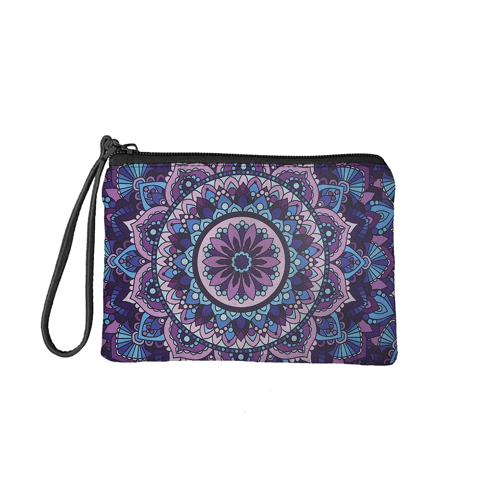 Jeiento Boho Mandala Wallets for Women Shopping Business Purse Coin Pocket Zip Around Large Capacity Durable Handbag Banquest Party Clutch Bag Phone Holder Wallet Blue