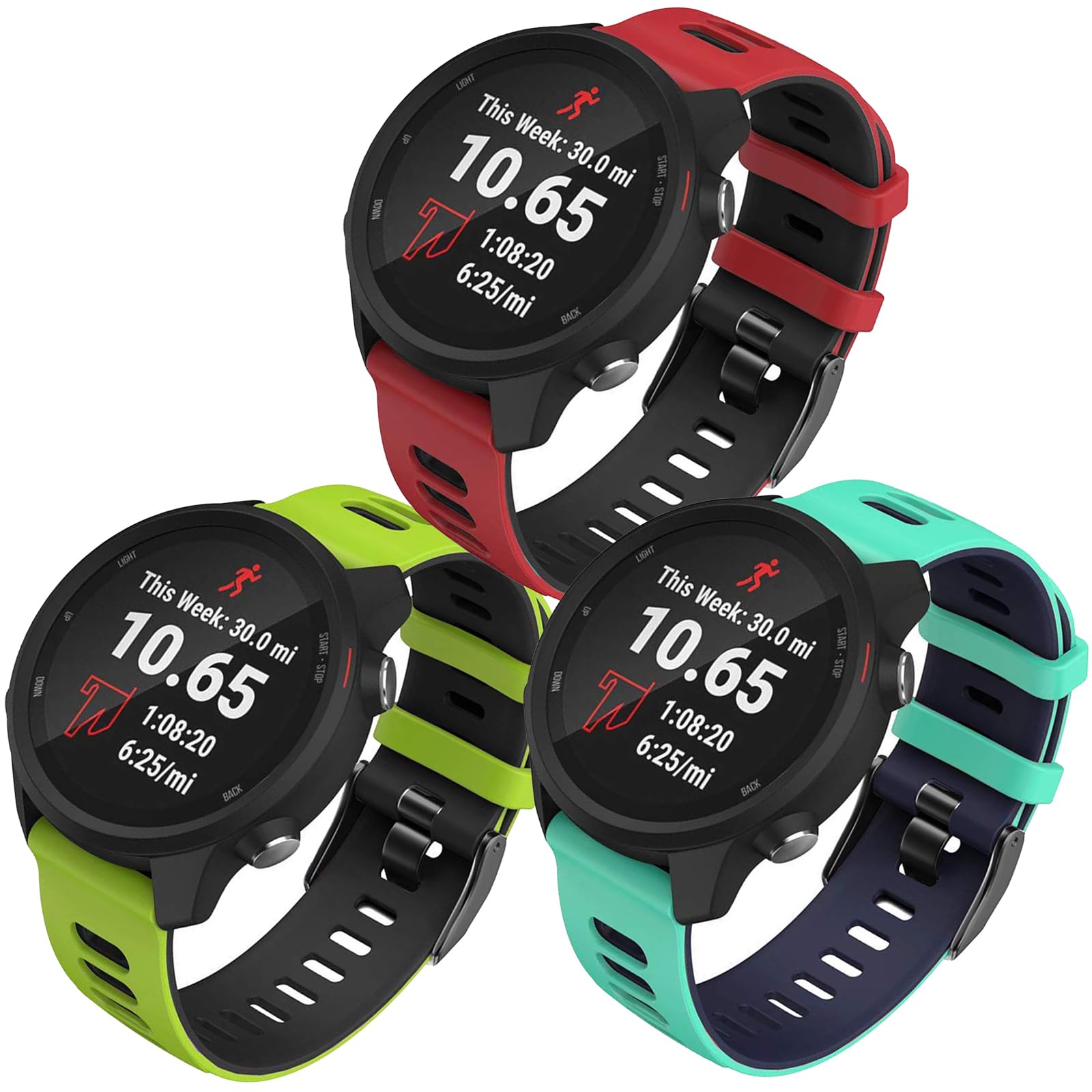 FunBand Compatible with Garmin Forerunner 245/645 trap,20mm Quickfit Soft Texture Silicone Replacement Sport Wristbands for Garmin Vivoactive3，Vivomove HR/Garmin Venu，Venu 2 plus，Venu Sq SmartWatch