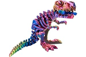 WQXWNFBA 3D Printed Dinosaur Bones,Articulated T-Rex Skeletons,3D Printed Dragon Fidget Toy Home Office Decor,Poseable T-Rex with Flexible Joints,Stress and Anxiety Relief Toy (Dazzling)