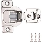 Amazon Basics AB-4011, Nickel Plated steel, Soft Close Hinge, 1/2 Inch Overlay, 10-Pack, 1/2-inch, 10 Count