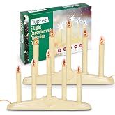 Tupkee Christmas Window Candle, 5-Light Candelabra, Flickering Bulb, 2 Pack | Electric Indoor Window Candelabra, With Flameless Flickering Bulbs, Christmas Candolier Candle Lights For Window Decoration