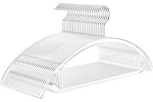 MIZGI Premium Clear Hangers (Pack of 50) Heavyduty-Acrylic No Shoulder Bump Suit Hangers - Space Saving Clothes Hangers,Rounded Hanger for Coat,Sweater,Jackets,Pants