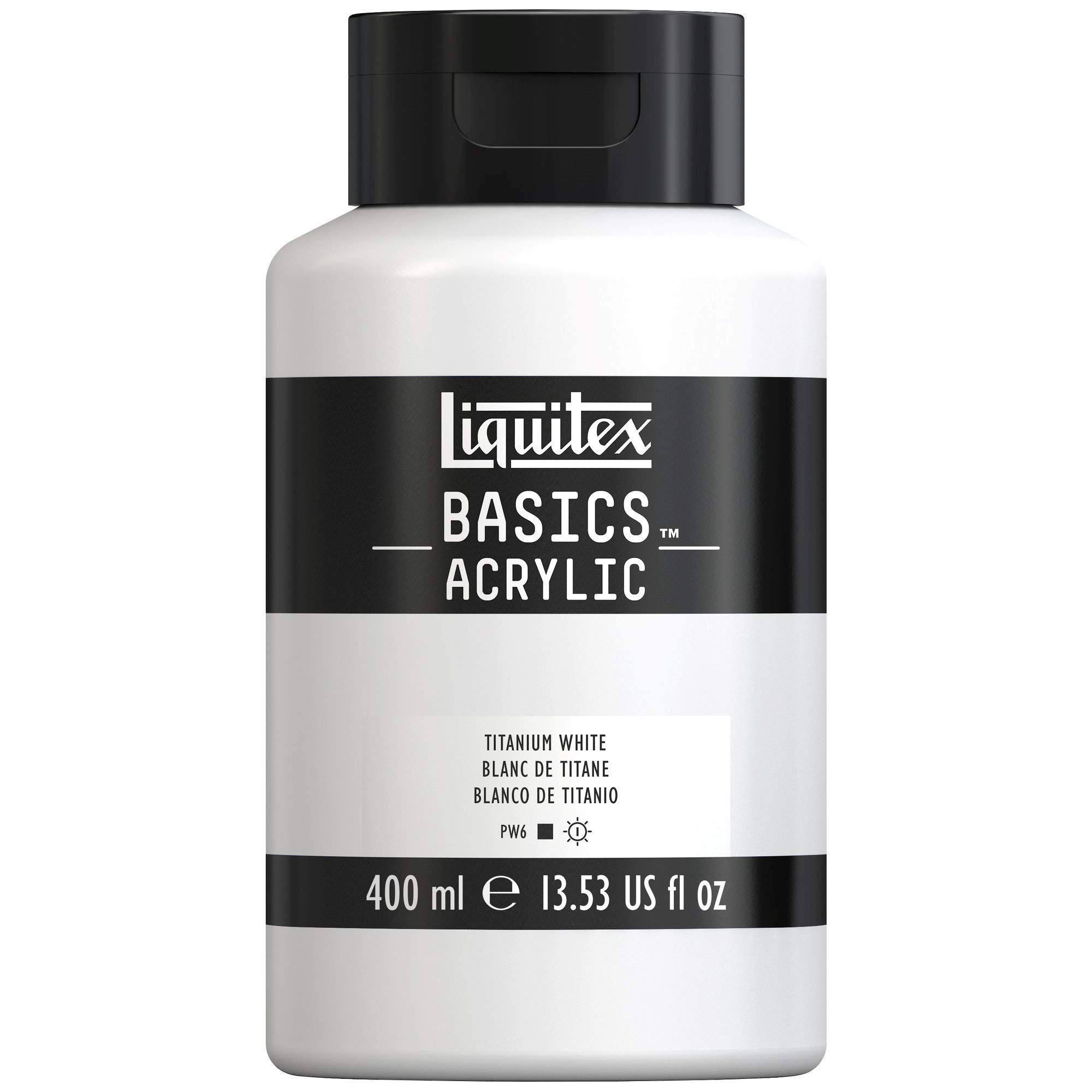 Liquitex Basics 4640432 Acrylic Paint, Mono-pigmented Artist Pigments, Non-fading, Medium Viscosity, Archival Quality, Silky Gloss Finish, 400 ml Pot, Titanium White