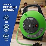 Desiretech 4 Socket Extension Lead 10m Portable Cable Reel Green Black view 4