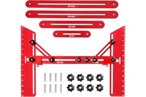 Stair Tread Template Tool, Stair Tread Gauge Measuring Tool jig with Angled Brace and Edge Flip Stops, Adjusting Length from 