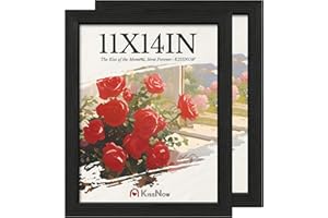 KissNow 11x14 Picture Frame 2 Pack, Black Solid Wood, Wall Gallery Poster Frame